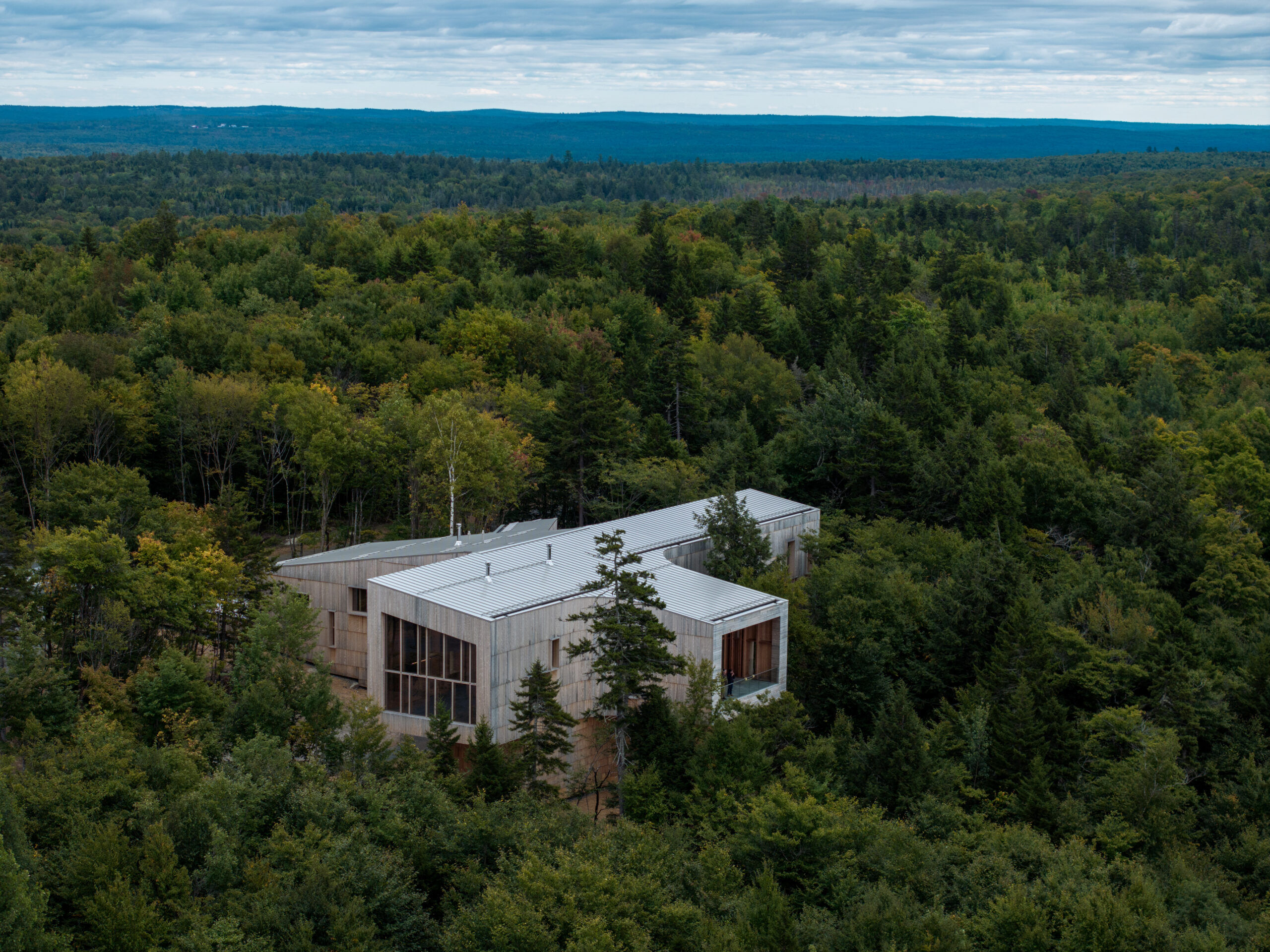 Aerial view of Notable Project Receipient Katahdin Woods and Waters National Monument: Tekαkαpimək Contact Station