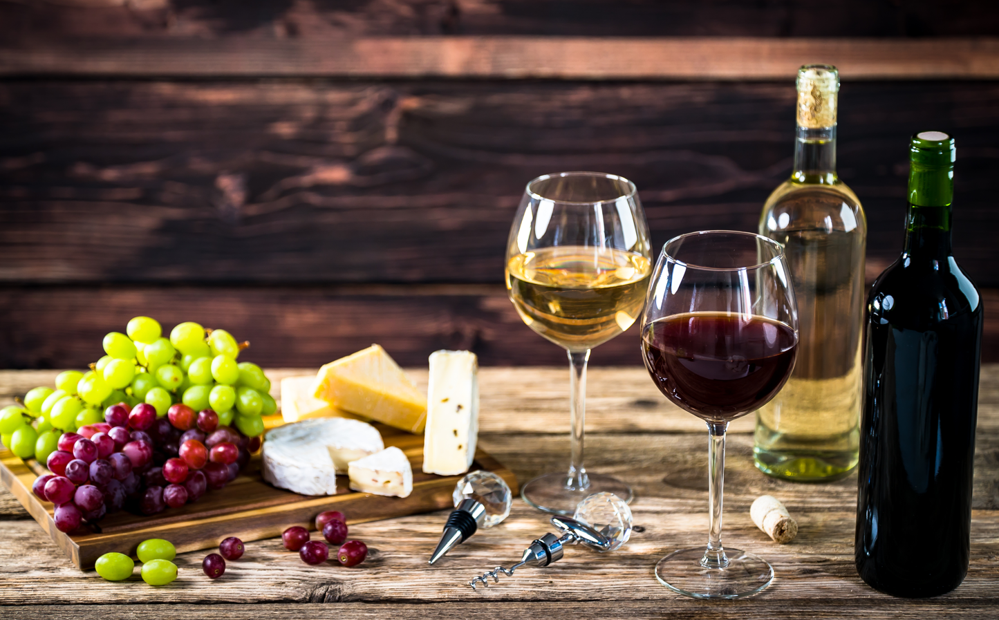 fall social image with grapes, cheese and wine