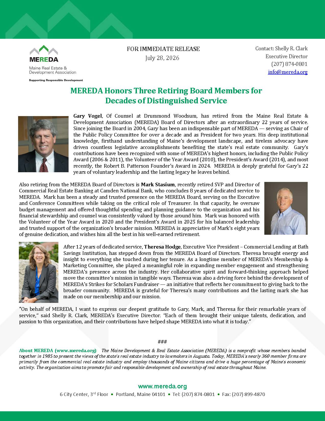 Press Release Board Retirees Gary Mark Theresa June